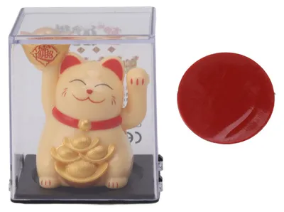 Maneki Neko Glückskatze Solar-Wackelarm Dekofigur 5 cm Gelb