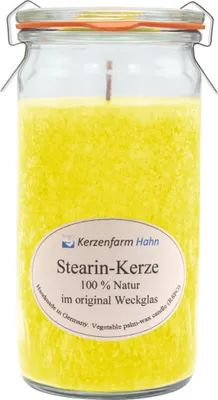 Produktbild von Duftkerze im XL-Weckglas®, 100% pflanzliches Stearin, 100% Natur, KERZENFARM HAHN, mit reinen ätherischen Ölen, Brenndauer ca. 40h