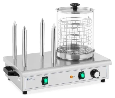 Hot Dog Maschine 650 W, 30 Würstchen, 4 Brötchenspieße