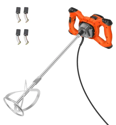 Zdjęcie produktu dla Mieszadło do betonu – elektryczne mieszadło do zapraw i farb – 2600 W – 0–1700 obr./min – 6 stopni – mieszadło spiralne M14 – do zapraw, tynków, żywic epoksydowych – wtyczka EU, kolor pomarańczowy