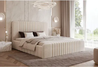 Produktbild von Polsterbett s Schlafsystem "LUCENTE" mit elegantem Kopfteil und Stauraum