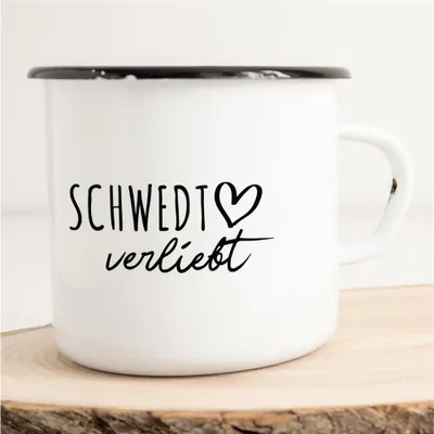 Produktbild von Huuraa Emaille Tasse Schwedt/Oder  Geschenk Kaffeebecher Vintage 300ml Schwedt/Oder  Präsent