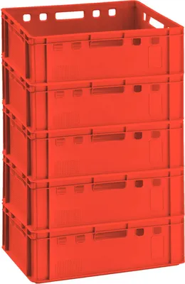 Produktbild von 5 x Eurofleischkiste, Transportkiste, Vorratsbox rot Euro Norm E2 (5xE2 rot)