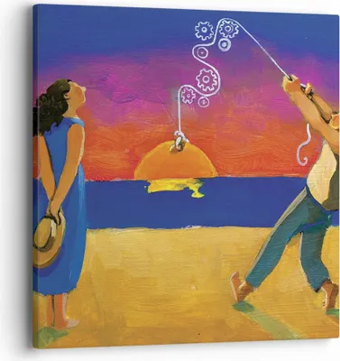 Produktbild von Bild auf Leinwand - Leinwandbild - Einteilig - Symbol Liebe Surrealismus - 40x40cm - Wand Bild - Wanddeko - Wandbilder - Leinwanddruck - Bilder - Wanddekoration - Leinwand bilder - AC40x40-4411