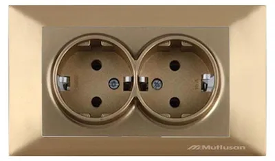 Produktbild von 2-fach Steckdose mit Rahmen Gold Optik – Unterputz IP20 für Innen – CANDELA