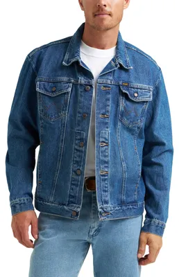 Produktbild von Wrangler Herren-Jeansjacke, Cowboy-Schnitt, ungefüttert, hohe Größe, Stonewashed
