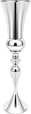 Produktbild von Bodenvase/Standvase aus Metall - Moderne Hohe Vase - Höhe 74 cm, Durchmesser 20 cm - Galvanisiertes Eisen - Für Deko-Äste - Silber