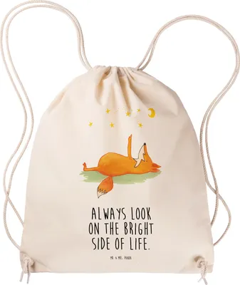 Produktbild von Mr. & Mrs. Panda Turnbeutel Fuchs Sterne - Transparent - Geschenk, Positiv, wander rucksack, Mond, Kleiner, Beutel, Romantik, Jutebeutel, Sportbeutel, Optimistisch