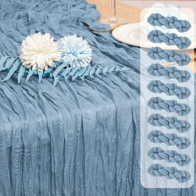 Zdjęcie produktu dla 10 sztuk bieżników z muślinu w kolorze dusty blue na przyjęcia i wesela