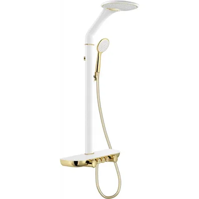 Produktbild von copy of Mexen KX05 Brausegarnitur für Aufputzmontage mit Kopfbrause und Thermostatmischer, Weiß - 771500591-20