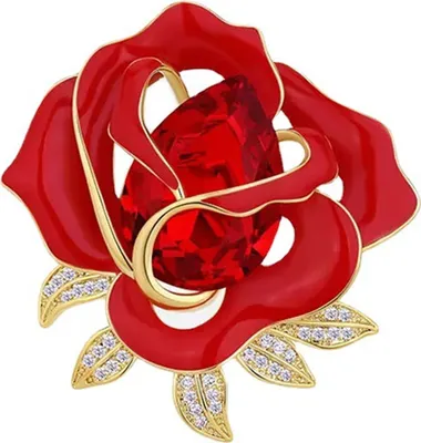 Produktbild von Elegante rote Rose Blume Form Brosche glänzende Strass eingelegt Pin Abendkleid Kleid Abzeichen Mantel Party Zubehör