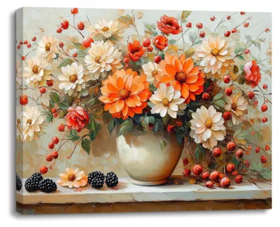 Productafbeelding van Ingelijste Schilderij van Bloemen voor Wanddecoratie