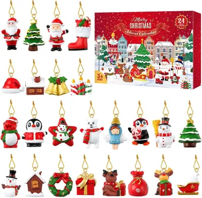 Produktbild von Adventskalender 2020 – Set mit 24 Teilen – Adventskalender für den Weihnachtsbaum – Hängende Ornamente mit einzigartigem Stil für Weihnachten