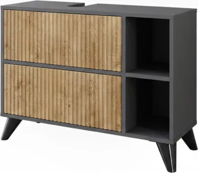 Produktbild von Waschbeckenunterschrank Vicco Leano Anthrazit/Bergeiche 80 x 62 cm mit 2 Schubladen, Model 52131