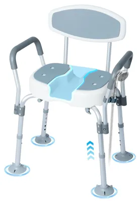 Imagen del producto de Silla de ducha para bañera con reposabrazos desmontable - Taburete para ducha - Asiento estable con respaldo