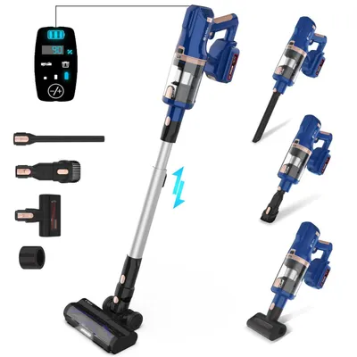 Produktbild von UMLo V11 Blue Akku-Stabstaubsauger – 2-in-1-Handstaubsauger und Bodenreiniger mit HEPA-Filter, 300-W-Motor, 4000-mAh-Akku, LED-Display
