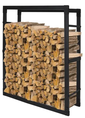 Produktbild von Holzaufbewahrungsregal, Schwarz - 80 x 25 x 150 cm - Metall - Für Innen- und Außenbereich