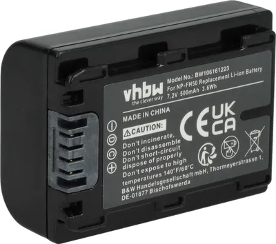 Produktbild von vhbw Akku kompatibel mit Sony Cybershot DSC-HX100, DSC-HX100V, DSC-HX200V Kamera (500 mAh, 7,2 V, Li-Ion), Infochip