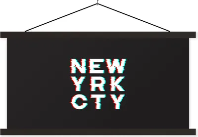 Produktbild von MuchoWow® Textilposter New York - Stadt - Weiß 150x75 cm mit schwarzem Rahmen - Posterleiste