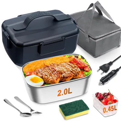 Elektrische Lunchbox 100 W, Edelstahl, 2 L, 12/24/230 V, schwarz