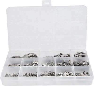 Image de Lot d'attaches E-Clip - Fixation de pièces - Acier inoxydable - 400 pièces - Argent