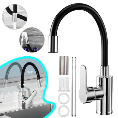 Produktbild von Spültischarmatur 360° Drehbar, Küchenarmatur Mit Biegsamem Flexiblen Auslauf, Mischbatterie Mit Wasserspar‑Aerator Für Die Küche