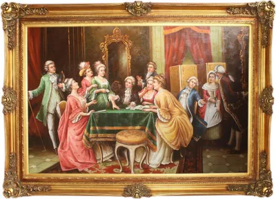 Produktbild von Riesiges Handgemaltes Barock Öl Gemälde Gold Prunk Rahmen 225 x 165 x 10 cm - Massiv