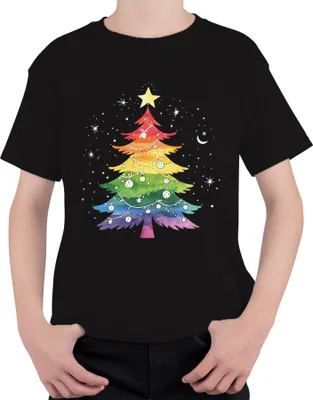 Produktbild von LGBTQ Gay Weihnachtsbaum - Weihnachten Weihnachtsgeschenk Christmas Uni Kinder T-Shirt, Schwarz, 152