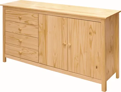 Produktbild von SIT Möbel Sideboard | 4 Schubladen, 2 Türen | Kiefer-Holz massiv | natur | B 150 x T 40 x H 80 cm | 19000-66 | Serie SIDEBOARD