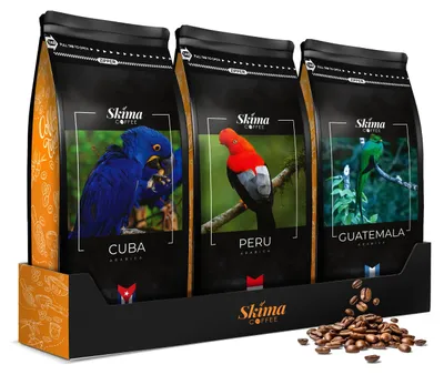 Produktbild von Kaffeebohnen 3 x 1 kg KUBA/PERU/GUATEMALA frisch geröstet für Vollautomaten + Tassenuntersetzer