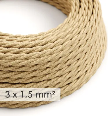 Immagine prodotto di Creative-Cables Cavo elettrico in tessuto, Sezione 3x1,50, 1 m, Juta TN06, Trecciato