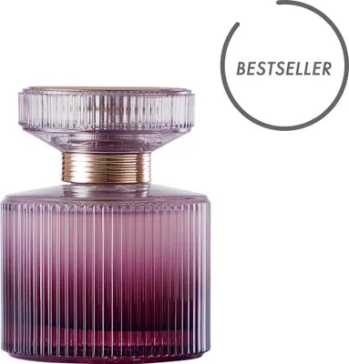 A perfume bottle with a "BESTSELLER" badge.