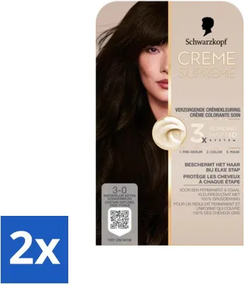 Image de Schwarzkopf - Coloration pour cheveux - Crème Suprême 3-0 - Brun extra foncé naturel - 245 g - pack avantage - 2 pièces