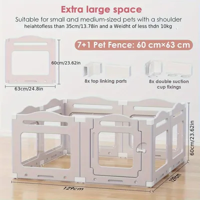Obrázek produktu pro Klec pro psy – klec pro štěňata – klec pro psy – výběh pro psy – výběh pro zvířata – průhledné akrylové panely – 7 panelů + dveře