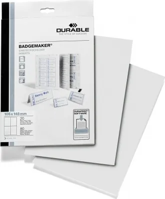 Produktbild von Einsteckschilder 105x148mm 20 Bogen (80 Schilder) weiß Packung mit 10 Stück
