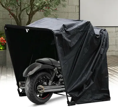 Image de Tissu de couverture de moto Noir Tissu de couverture de moto Housse de protection Tente de moto 600D Oxford Tissu étanche Outdoor
