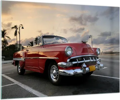Produktbild von Bilder auf glas - Auto Kuba Himmel - 100x70cm - Glasbilder - Wandbilder - Kunstdruck - zum Aufhängen bereit - Wanddekoration aus Glas - Glas Bilder - Wandbild auf Glas - Einteilig - GAA100x70-0186