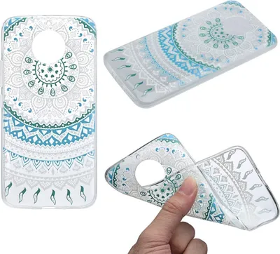 Produktbild von Henna Cover für Motorola Moto G5 Plus Case Schutz Hülle Silikon Sonne Blau