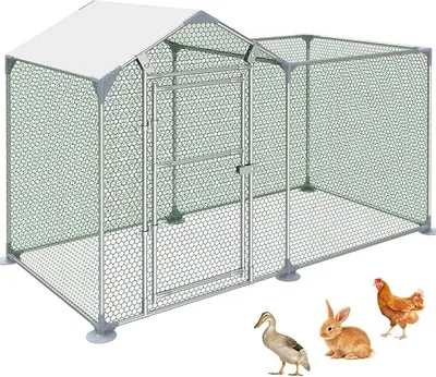 Imagen del producto de Gallinero de 2x1x1 metros, recinto para aves de corral con techo de polietileno, y recinto exterior
