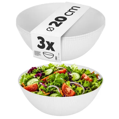 Productafbeelding van KADAX Saladeschaal, 20 cm, set van 3, witte schaal van opaalglas, ideaal als muesli-kommen, soepkommen, saladeschalen, dessertkommen of serveerschalen (wit)