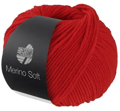 Zdjęcie produktu dla Lana Grossa MERINO SOFT Wool 50 g Wytrzymała przędza mieszana z wełną merynosów 125 m Kolor 011 - jaskrawoczerwony