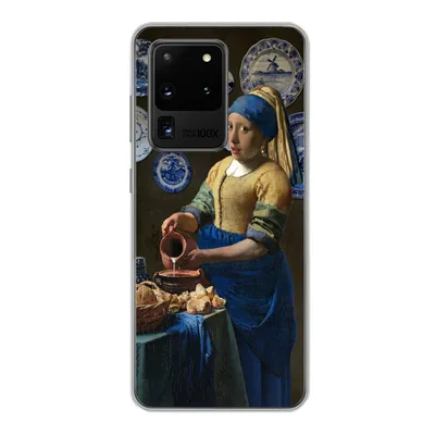 Produktbild von MuchoWow® Handyhülle Schutzhülle Hülle für Samsung Galaxy S20 Ultra Milchmädchen - Das Mädchen mit dem Perlenohrring - Vermeer Silikon Softcase Handy Hülle - Karteninhaber