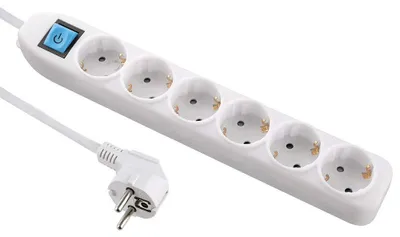 Obrázok produktu pre Electraline 59663, zásuvková lišta s 6 zásuvkami a vypínačom, kábel 1,5 m / viacnásobná zásuvka