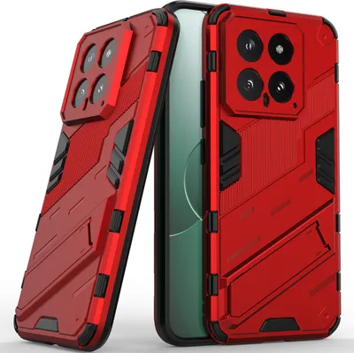 Produktbild von Armor Hülle für Xiaomi 14, Hybrid PC TPU Bumper Stoßfestes Schutzhülle mit Standfunktion Rot