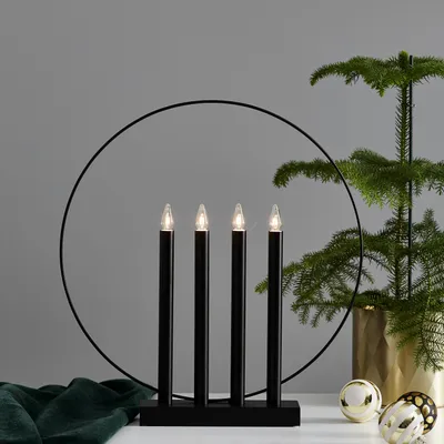 Fensterleuchter 'Glory' - 4flammig - warmweiße Glühlampen - H: 45cm - Schalter - Schwarz