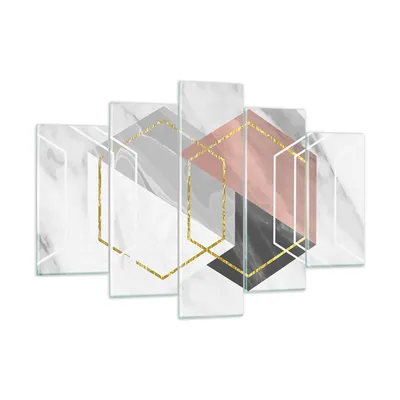 Produktbild von Bilder auf glas - 5 Teile - Zahlen Weiß Golden - 150x100cm - Glasbilder - Wandbilder - Bilder - zum Aufhängen bereit - Wanddekoration aus Glas - Glas Bilder - Wandbild auf Glas - GEA150x100-5087