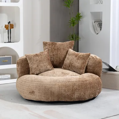 Produktbild von AIORBER Lazy Sofa Sitzsack mit hoher Rückenlehne, XXL Loungesessel aus Chenille, Gaming Sessel mit 3 Kissen, weich & bequem, Dunkelbraun