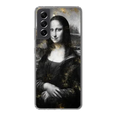 Produktbild von MuchoWow® Handyhülle Schutzhülle Hülle für Samsung Galaxy S21 FE Mona Lisa - Gold - Schwarz Silikon Softcase Handy Hülle - Mobiltelefonhülle