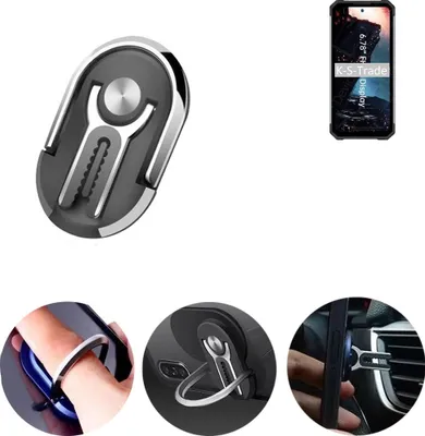 Produktbild von K-S-Trade 3in1 Smartphone-Ring Handy-Ring kompatibel mit Oukitel WP17 Fingerhalterung  Handyring Tischständer Lüftungsgitter-Halterung Tisch