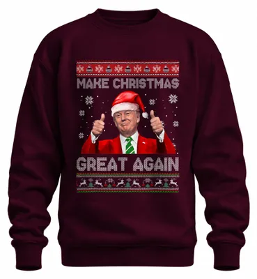 Immagine prodotto di Make Christmas Great Again Babbo Natale Daumen hoch lustig Unisex Felpa Pullover, Borgogna, XL
